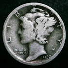 1920-S Mercury Dime - 90% Silver - Free Shipping!