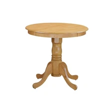 Round Dining Table, Pedestal Base, Oak, Mid-Century, Solid Wood