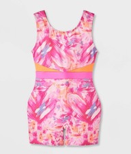 Cat  Jack Gymnastics Leotard Biketard Girls XS 4/5 Multicolor Pink Tank