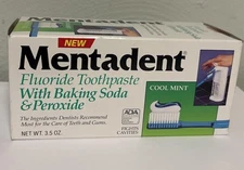 Mentadent Fluoride Toothpaste Cool Mint-Baking Soda & Peroxide Dispensers 5.2oz