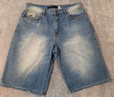 VTG Roca Wear Baggy Denim Shorts Men's Sz 36 Y2K Blue Skater Rocawear 13'' Inseam