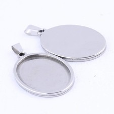 10pcs Fit 20x30mm Oval Pendant Trays Stainless Steel Cabochon Base Settings w...