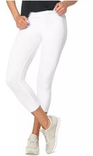 Hue Women's White Mid-Rise Pull-On Denim Capri Leggings L