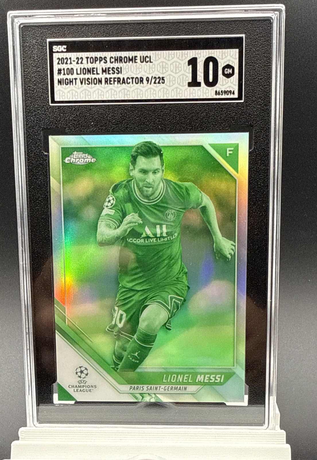 2021-22 Topps Chrome Uefa - Lionel Messi #100 Night Vision Refractor /225