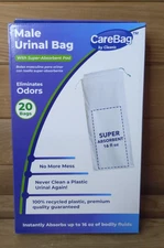 CareBag Super Absorbent Pad Male Urinal Bag 20 per Box - 3 Boxes Expires 09/2029