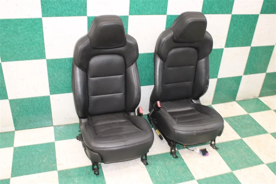*WEAR* 12' CORVETTE Black Leather Dual Power Bucket Seats Pair 2x OEM Factory - Изображение 2 из 4