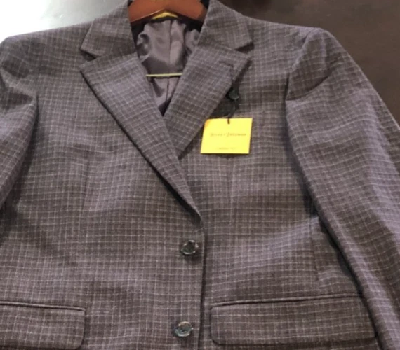 Abrigo deportivo de lana Hickey Freeman vino borgoña cuadros ajuste clásico talla 40R $395 Foto 3 de 3