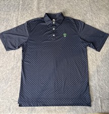 FootJoy Men's Golf Polo Shirt Navy Blue w Diamond Print Size L Stretch - EPOC