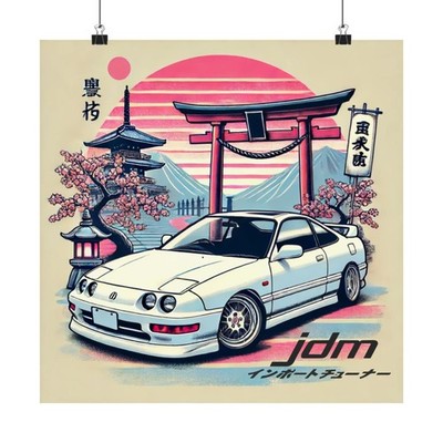 Integra DC2 Poster JDM Drift Car Japanese Rising Sun Cherry