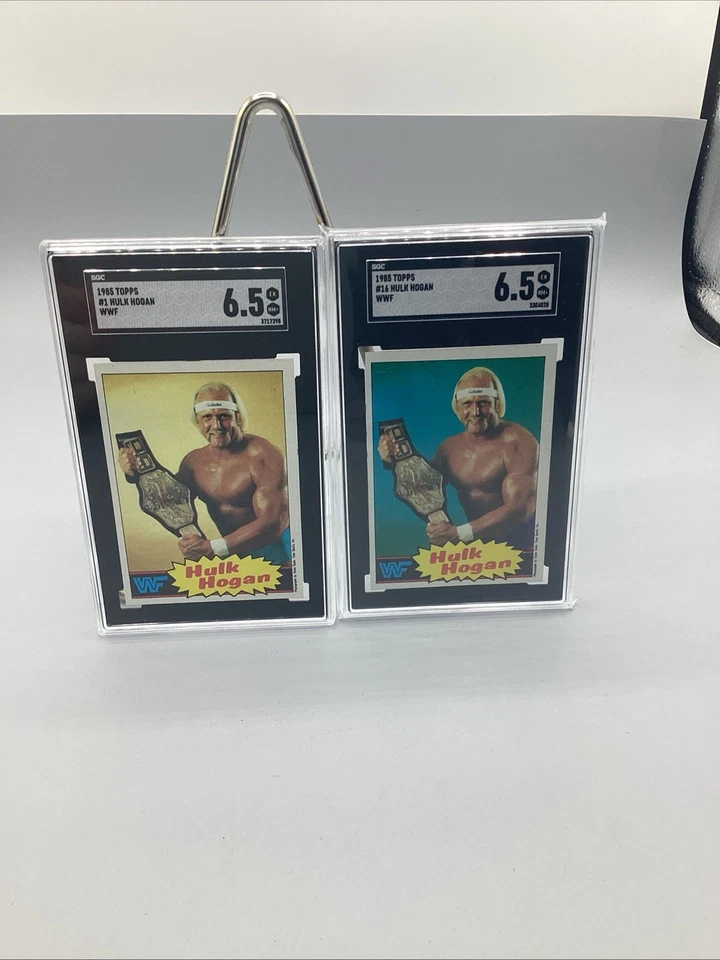 (2) Lote de tarjetas de novato Topps Hulk Hogan 1985 SGC 6,5 #1 y #16 WWF lucha libre Foto 2 de 4
