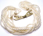 Vintage Pearl Necklace Torsade 6 Strand  Multi Strand Costume Jewelry