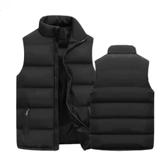 Men's Warm Sleeveless Vest Jacket Winter Waterproof Zipper Casual Coat