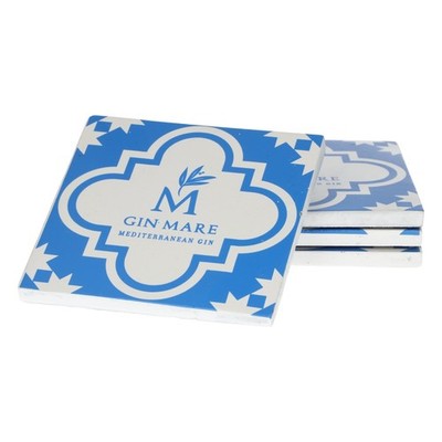 4x Gin Mare Untersetzer 10x10cm Mediterraner Stil Keramik Fließen Tropfschutz