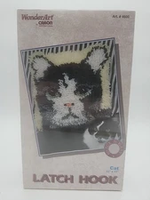 Vintage WonderArt Cat Latch Hook Kit 12 X 12    Caron NEW IN BOX SEALED #4600