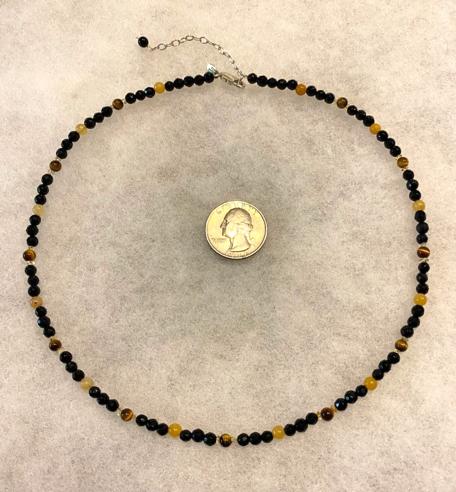 Collar de cuarzo Sajen 925 ónix, ojo de tigre, jaspe - 18 pulgadas & 2 in. Extensor Foto 3 de 4