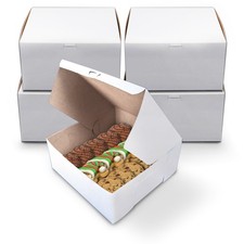 MT Products Plain Cookie Boxes 9" x 9" x 5" - White Bakery Boxes - Pack of 50