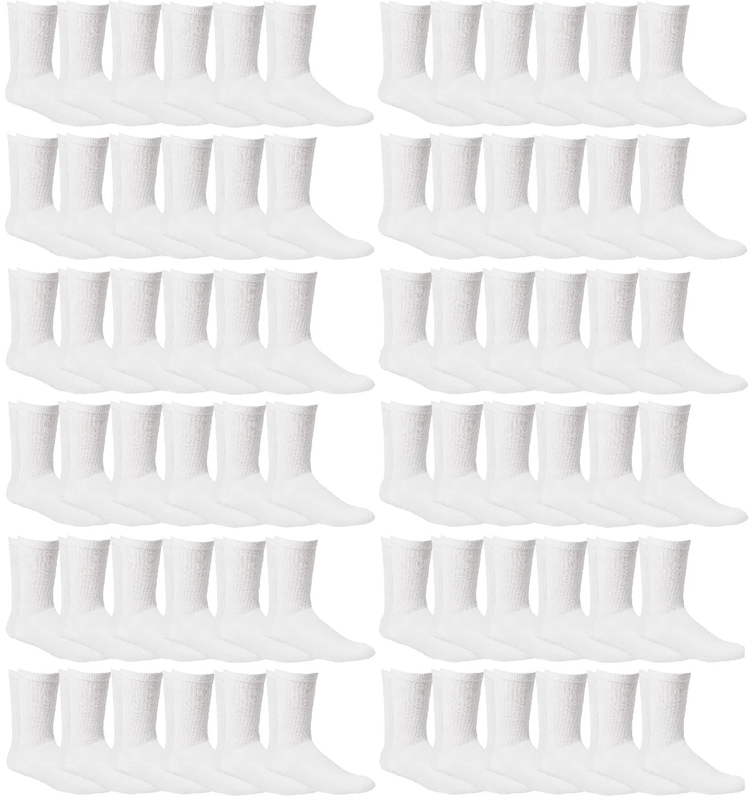 72 Pack of Men's Premium Cotton Crew Socks White Size 10-13 - Mens Crew Socks