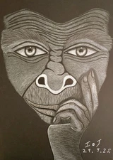 The Thinking Monkey Original Artwork Signed by Artist