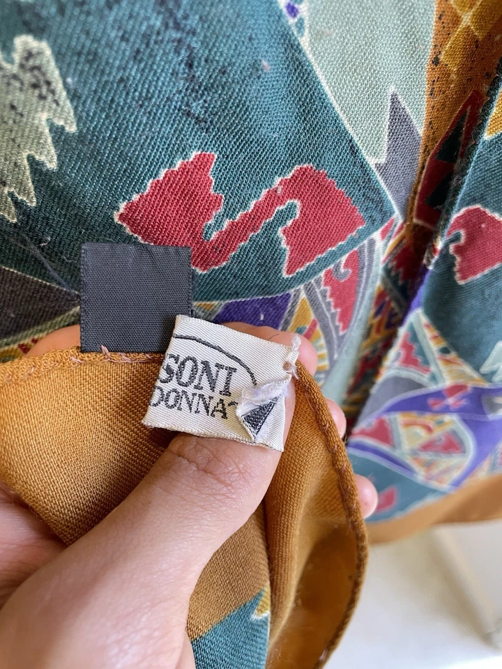 H6# Missoni Donna Abstracto Tribal Estampado Lana Bufanda Multicolor De Colección Italia Foto 4 de 4