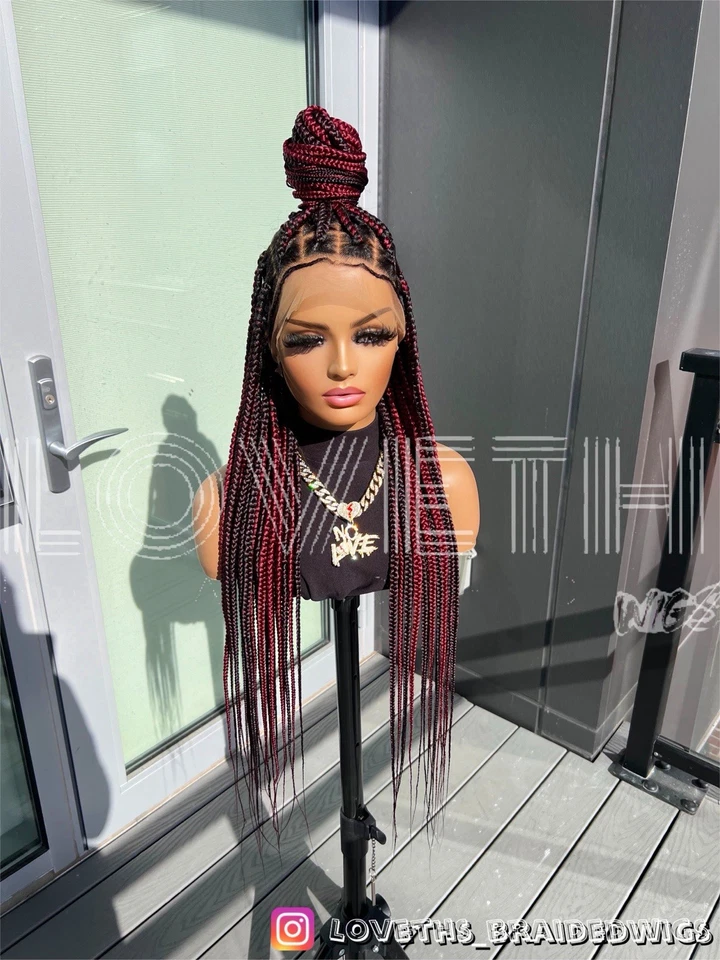 次日发货(2 天发货)Cornrow 全蕾丝编织假发,黑色无结编织 — 第 4/4 张图片