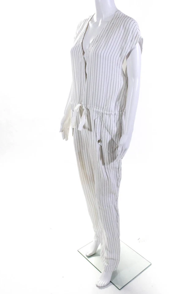 Mono para mujer Jason Wu a rayas cuello en V acanalado blanco verde talla 10 12177905 Foto 2 de 4