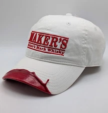 NEW NWT Makers Mark Whiskey Wax Dipped Strap Back Hat Cap The Game Red & White