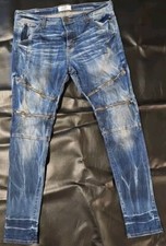 Golden Denim Zippered Pre-Washed "Made in USA" Stretch Blue Jeans Size 36 Gothic