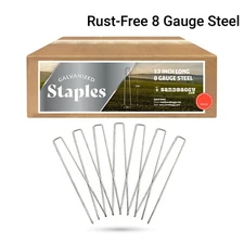 Sandbaggy 12 Inch RUST FREE Landscape Staples ~ SOD Stakes Fabric Pins - 8 Gauge