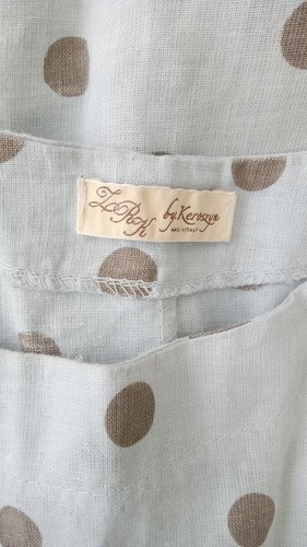 LRK By Keroszyn -Made In Italy Pale Blue/Silver Polka Dot Linen Tunic Dress - Picture 4 of 4
