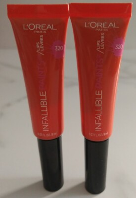 2 L'Oreal Paris Infallible Paints Lip Color, 320 Cool Coral, 0.27 oz