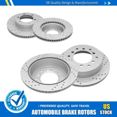Front & Rear Drilled Disc Brake Rotors for Toyota Sequoia 2001 2002 2003- 2007