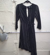 New Look 14 Wrap Dress Black/white Below Knee Smart Casual Work Office Night Bar