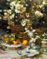 Azaleas  Oranges Garden Flowers ceramic tile mural backsplash