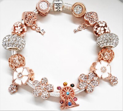 Pandora Moments Rose Gold And Silver Charm Bracelet NEW Authentic