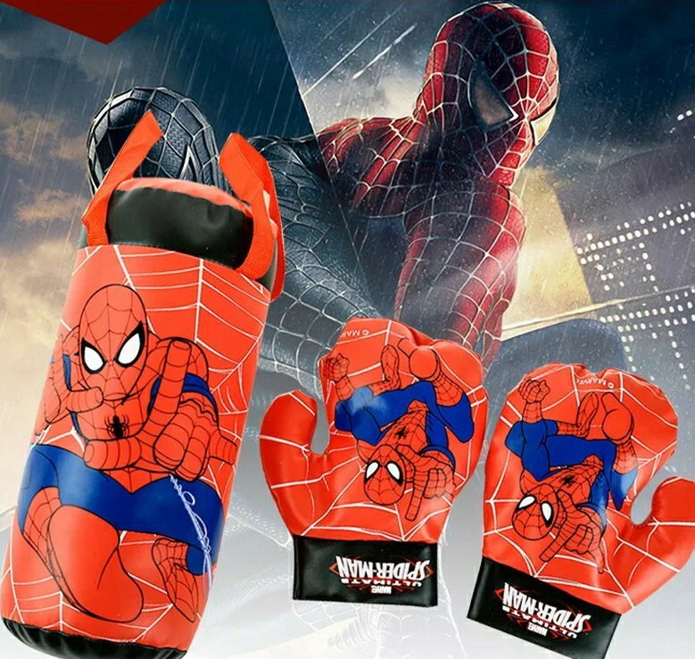 Spiderman Guante De Boxeo Y Saco De Golpe Avengers Juguete Conjunto Deportivo