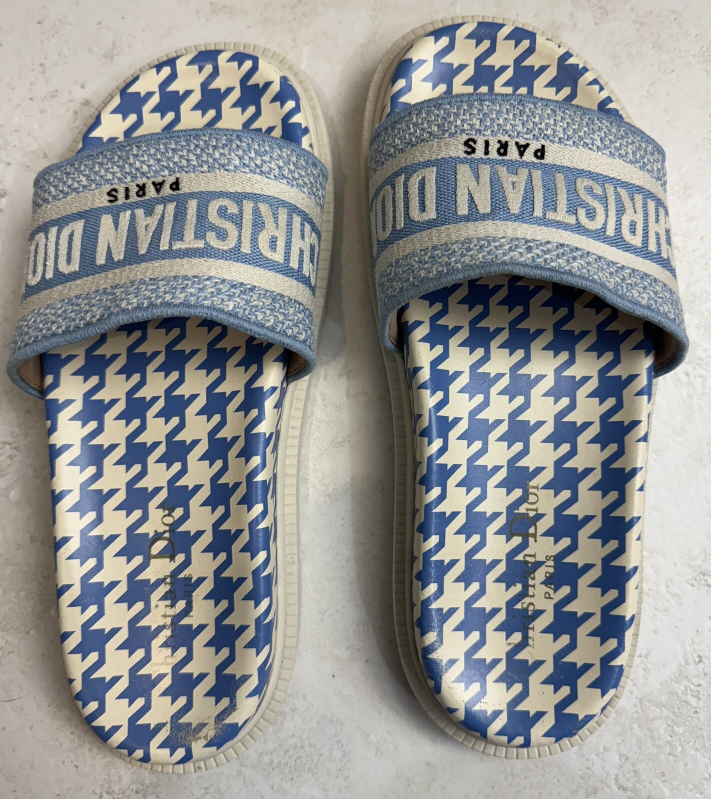 Women's Christian Dior Paris Cornflower Dway Embroidered Slides Sandals Size 37 image 2
