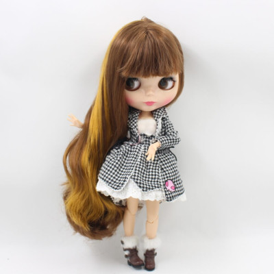12'' Blythe Doll Factory Jointed Body Shiny Face Two Color Brown vs Mustard Hair