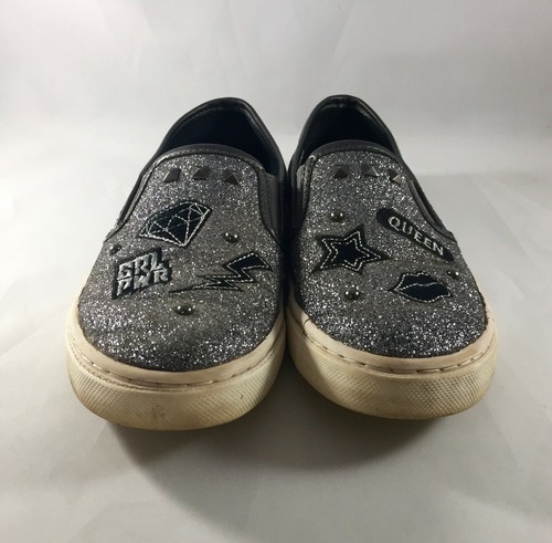 Girl Children's Place Silver Glitter Slip On Queen Star Sneaker Shoe Size 2Y - Picture 2 of 5