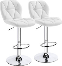 Bar Stools Set of 2, PU Leather Counter Stools Bar Chairs with Backrest, Height