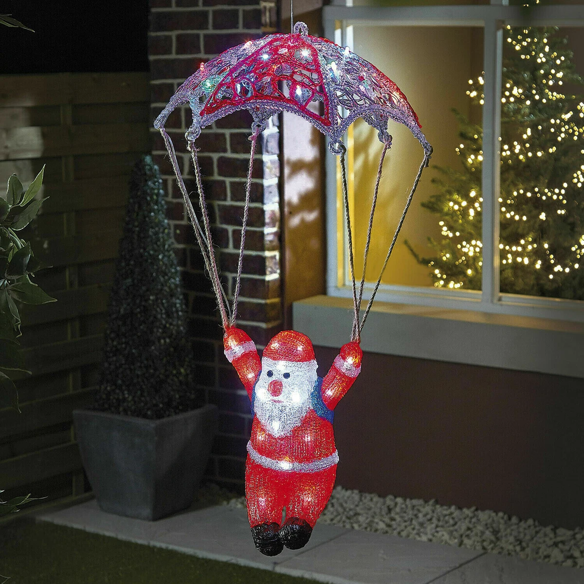 Christmas LED Acrylic Parachute Santa Outdoor Multicolour cute festive light