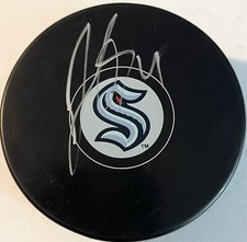 Justin Schultz Signed Autographed Seattle Kracken Logo Hockey Puck PSA/DNA