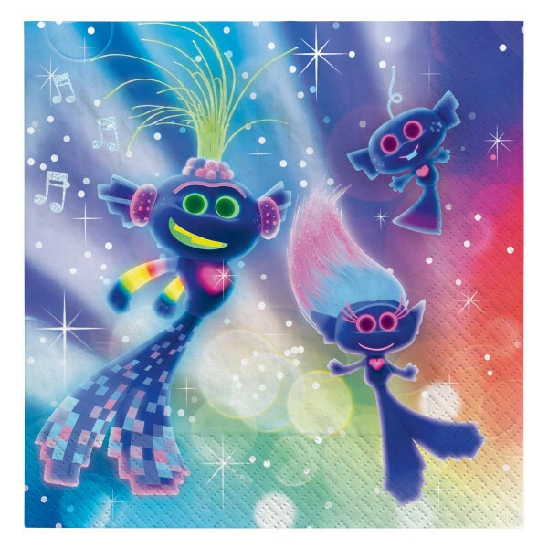 Kit de talheres Trolls World Tour para 8 convidados ~ Pratos de xícara tampa de mesa e guardanapos - Imagem 4 de 4