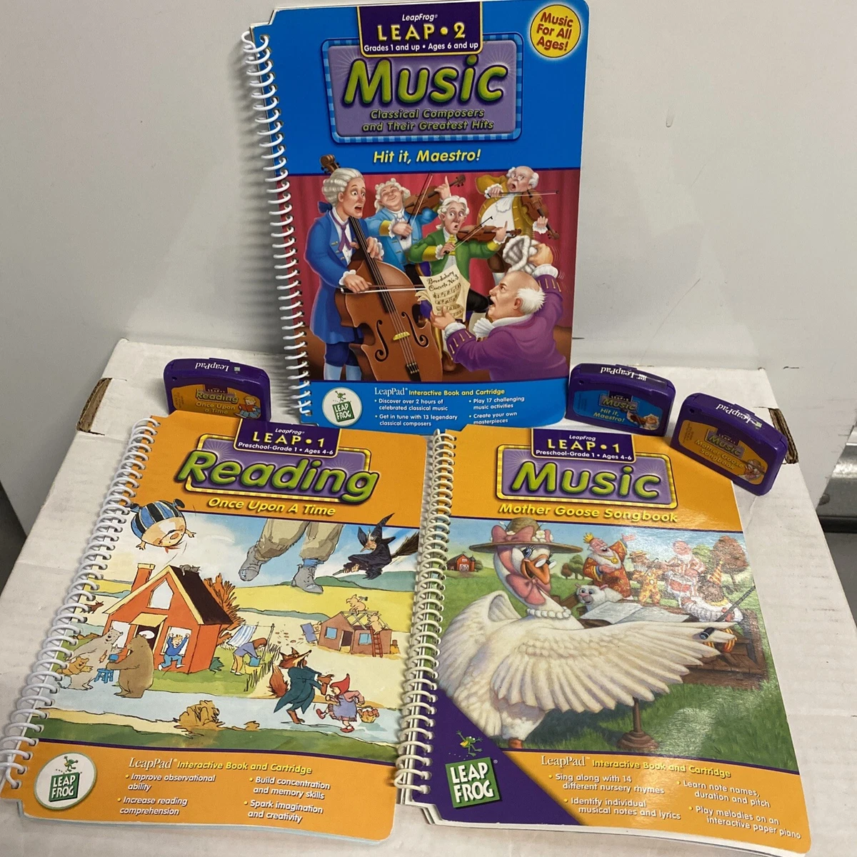LeapPad Interactive 3 Books 3 Cartridges Leap1 Leap2 Ages 4 6