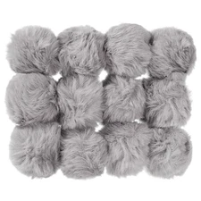 12Pcs Faux Fur Pom Poms for Hats, Fluffy Soft Fur Poms Balls, Grey