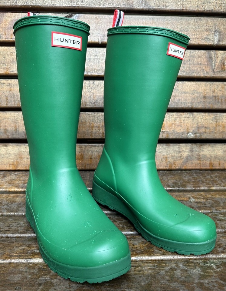 Hunter Women's Green Play Tall Wellington Boots BNIB Size UK 7 Eu 40/41