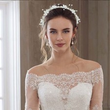 Pearl Flower Headband Bridal Rhinestone Head Band Crystal Wedding Headpiece f...