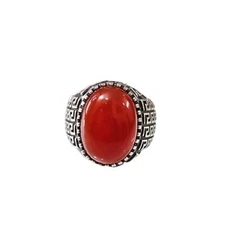 NATURAL RED ONYX DECEMBER BIRTHSTONE SOLID 925 SILVER HEAVY SIGNET MENS RING