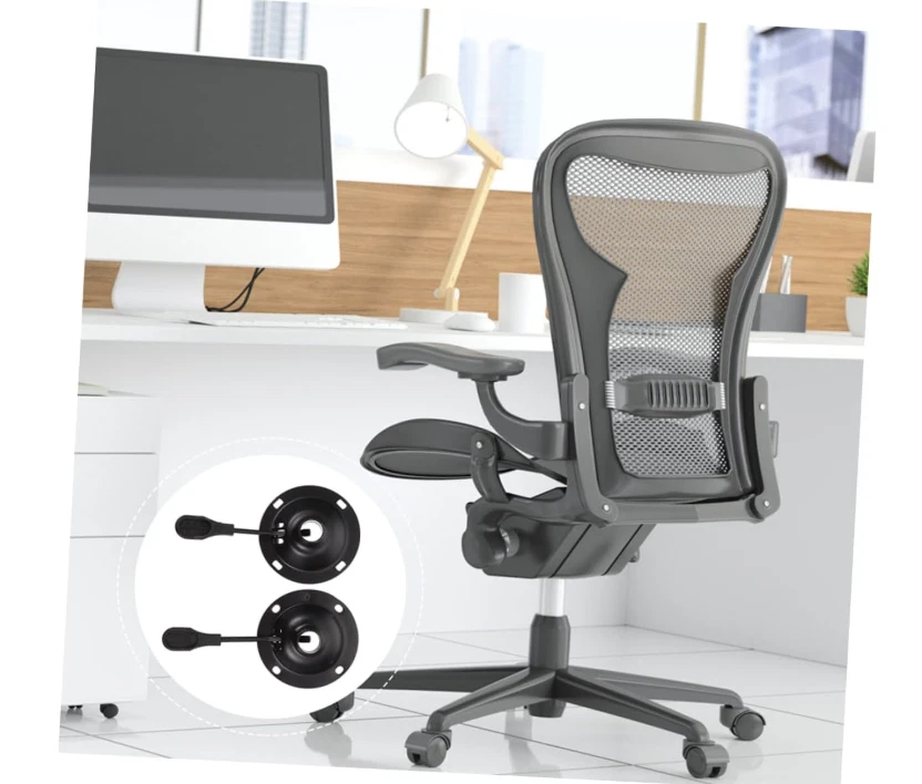 2pcs Bar Stool Swivel Plate Round Seat Base Chair Replacement Parts - Black - Image 2 of 4