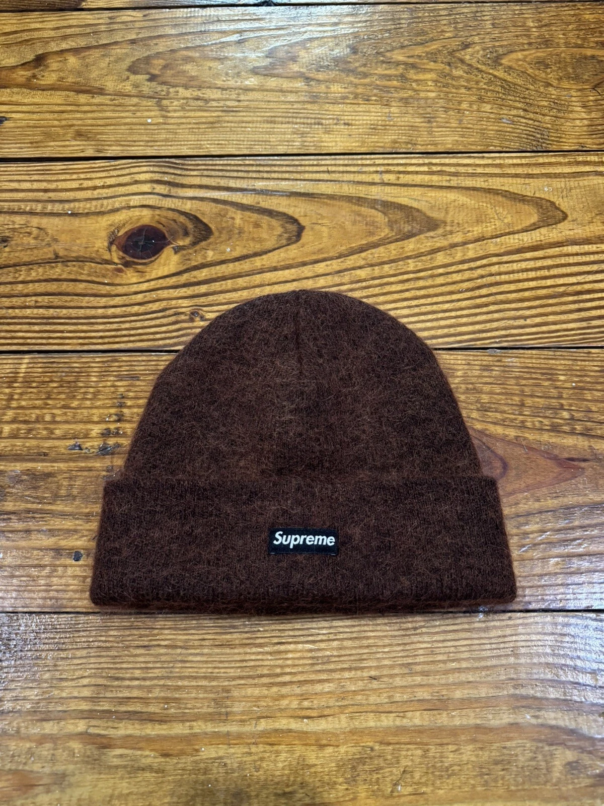 Supreme FW24 Mohair Beanie Hat Box Logo Authentique Neuf DS Rare Marron Skate Hype