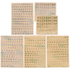 6 Sheets Metal Stickers Alphanumeric Number Label Adhesive Alphabet